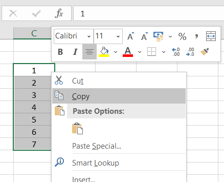 how to copy multiple cells in excel using the mouse